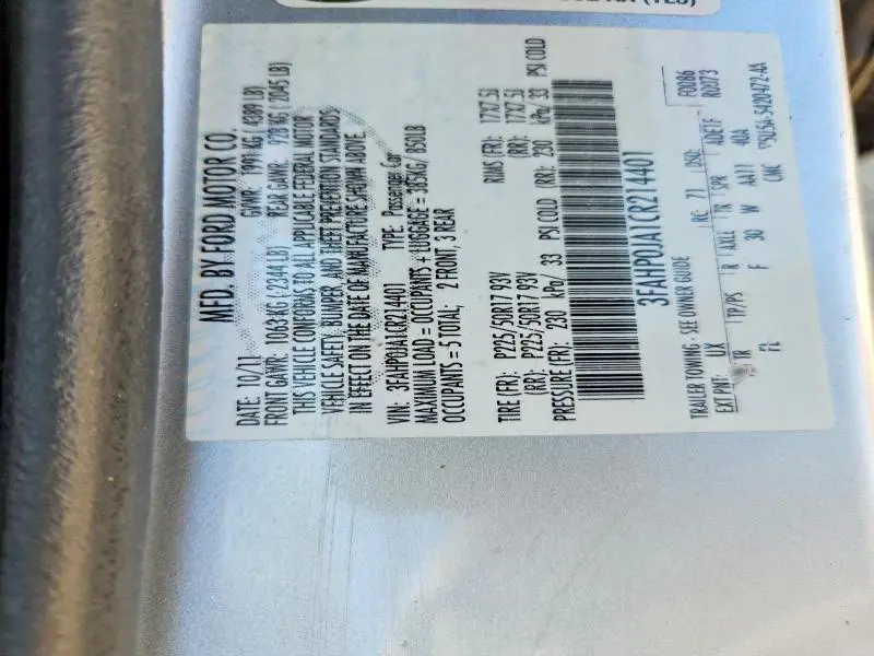 2012 FORD FUSION SEL  