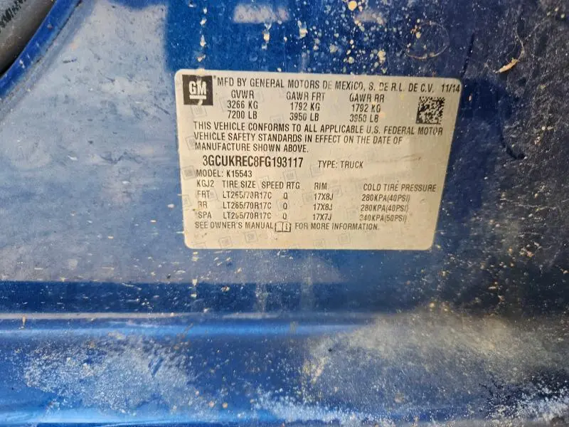 2015 CHEVROLET SILVERADO K1500 LT  