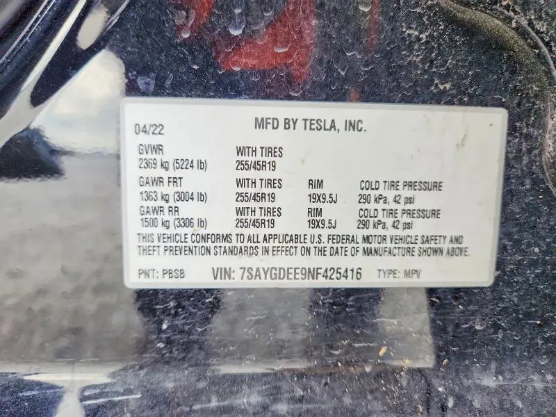 2022 TESLA MODEL Y   