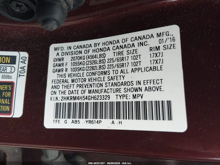 2016 HONDA CR-V EX