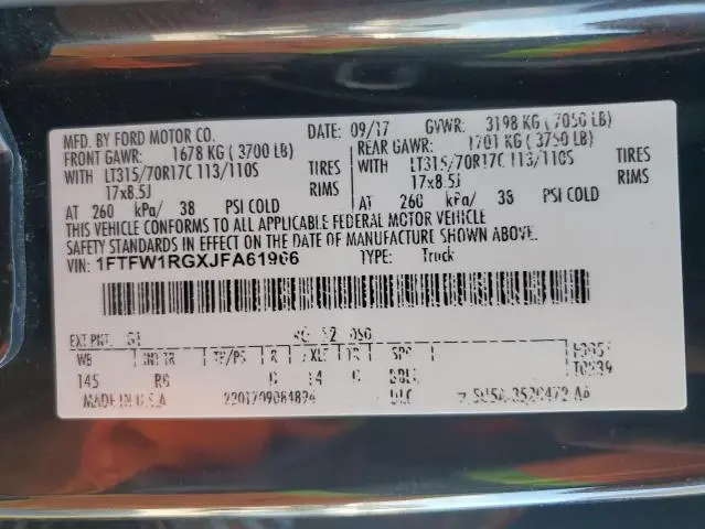 2018 FORD F150 RAPTOR  