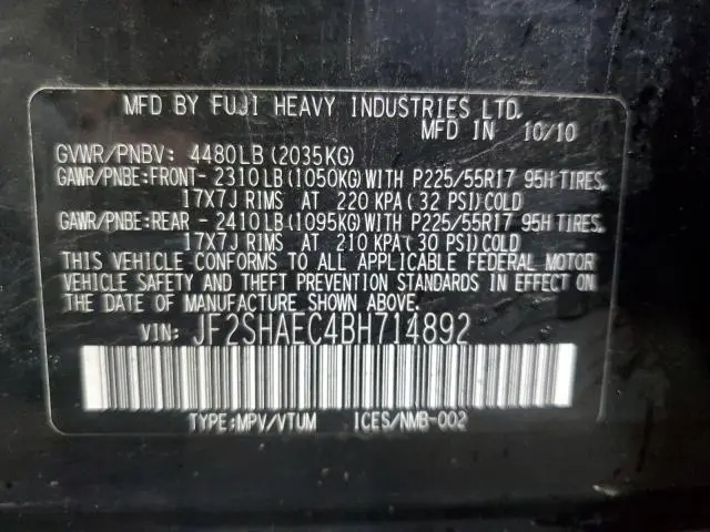 2011 SUBARU FORESTER LIMITED  