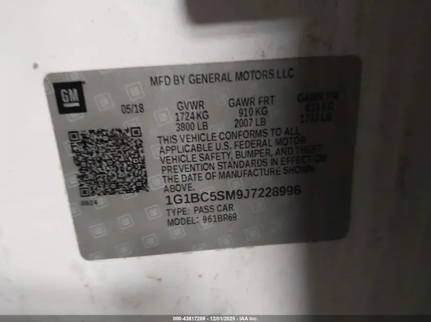 2018 CHEVROLET CRUZE LS AUTO