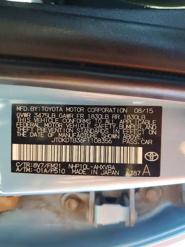 2015 TOYOTA PRIUS C TWO  