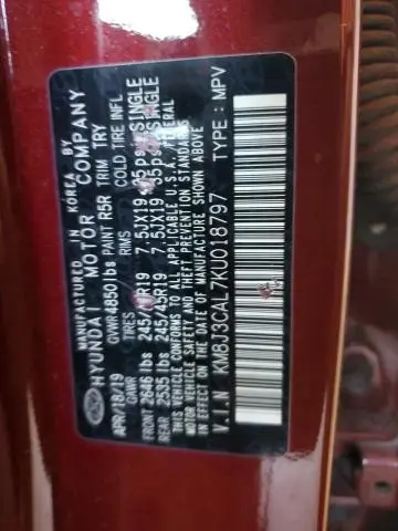 2019 HYUNDAI TUCSON LIMITED  