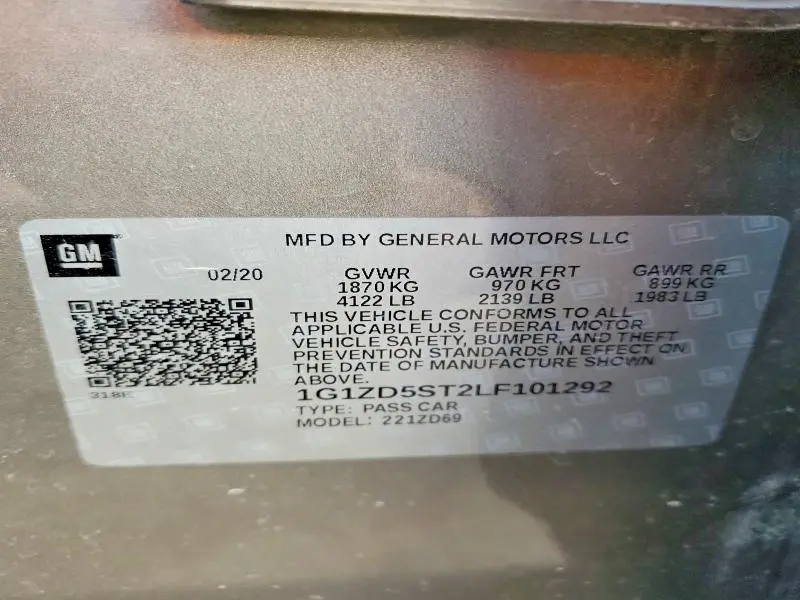 2020 CHEVROLET MALIBU LT  