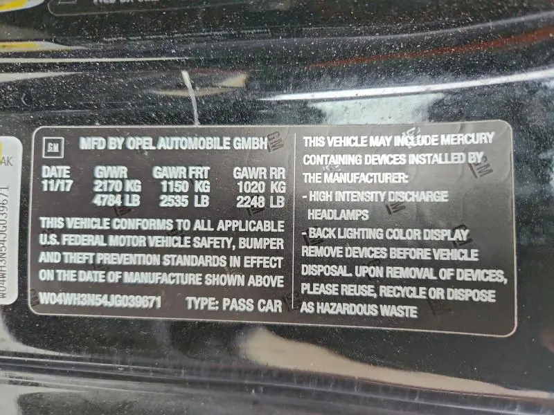 2018 BUICK CASCADA PREMIUM  