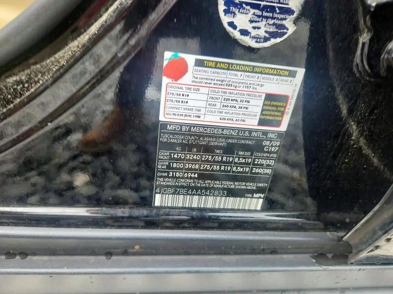 2010 MERCEDES-BENZ GL 450 4MATIC  