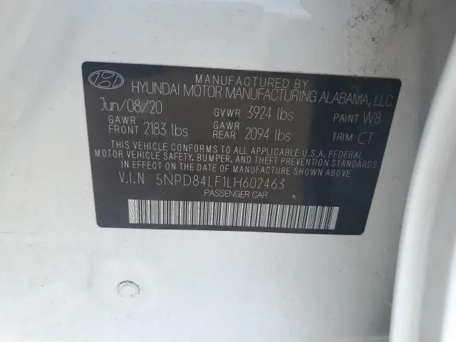 2020 HYUNDAI ELANTRA SEL  