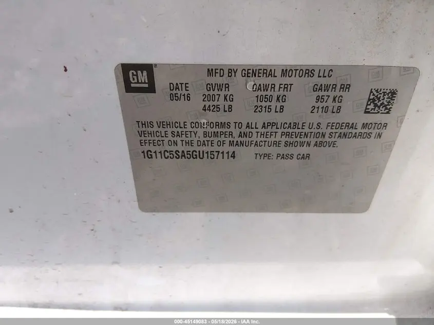 2016 CHEVROLET MALIBU LIMITED LT