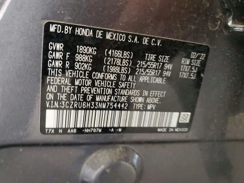 2022 HONDA HR-V LX  