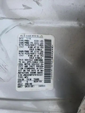 2015 NISSAN ROGUE SELECT S  