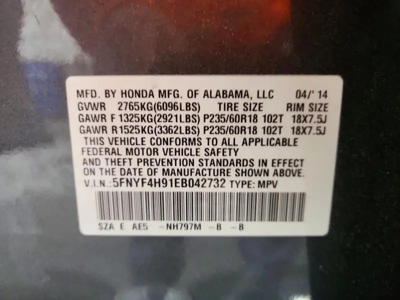 2014 HONDA PILOT TOURING  