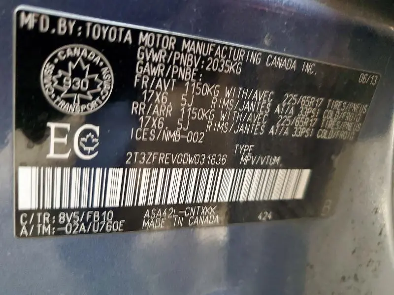 2013 TOYOTA RAV4 LE  