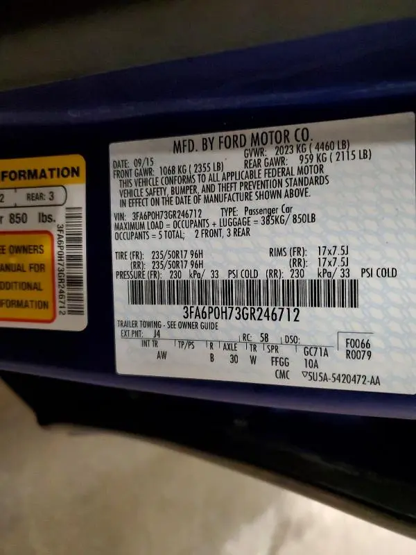 2016 FORD FUSION SE  