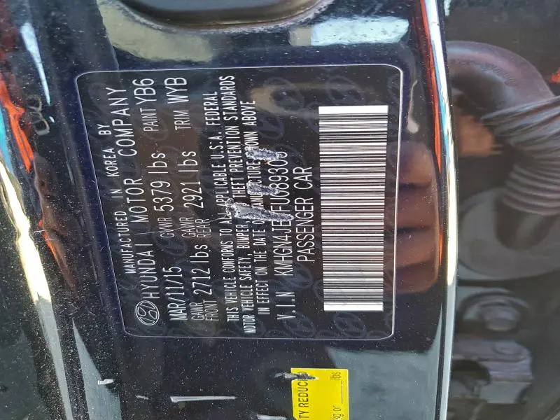 2015 HYUNDAI GENESIS 3.8L  