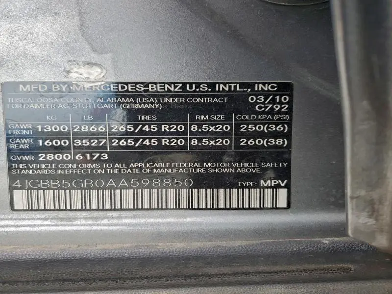 2010 MERCEDES-BENZ ML 350  