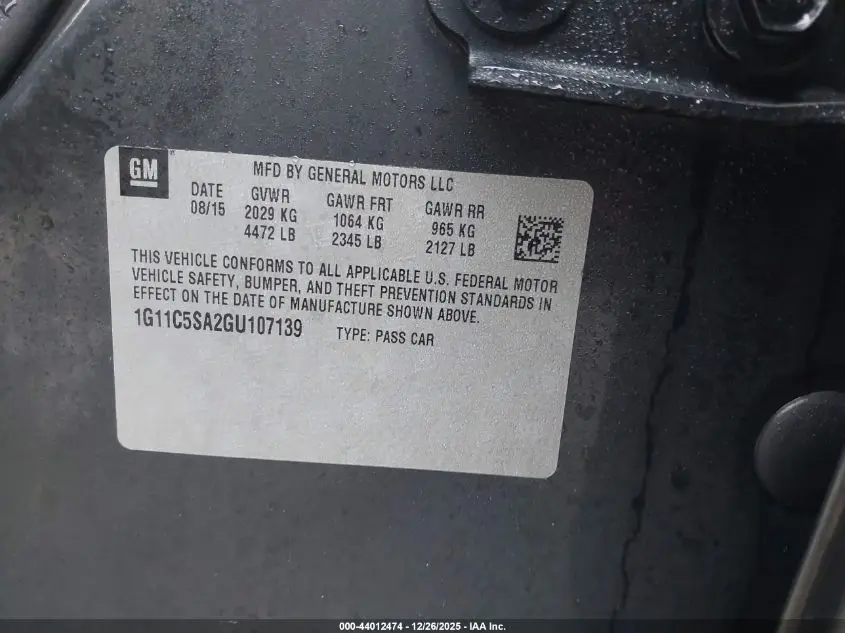 2016 CHEVROLET MALIBU LIMITED LT