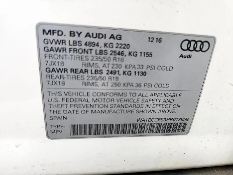 2017 AUDI Q3 PREMIUM  