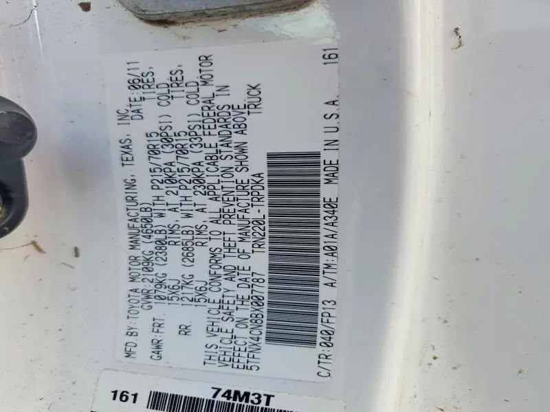 2011 TOYOTA TACOMA BASE  