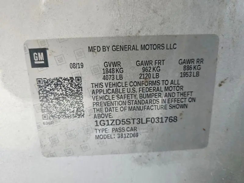 2020 CHEVROLET MALIBU LT  