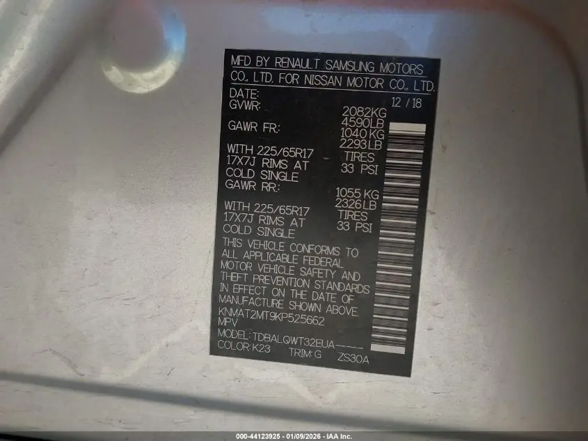 2019 NISSAN ROGUE SV