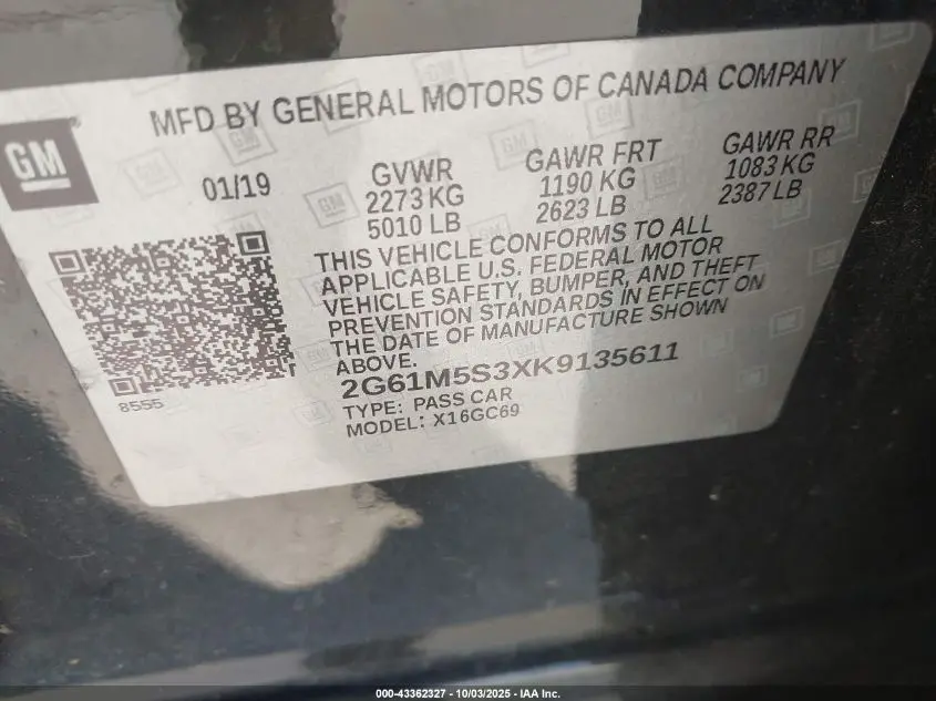 2019 CADILLAC XTS LUXURY