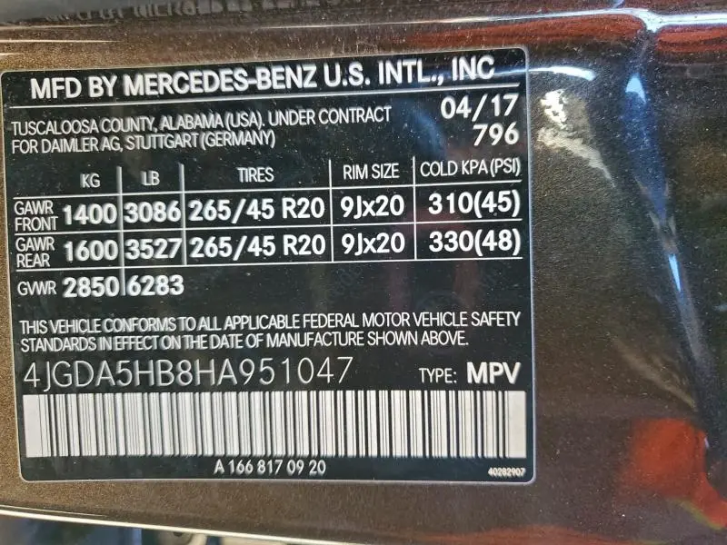 2017 MERCEDES-BENZ GLE 350 4MATIC  