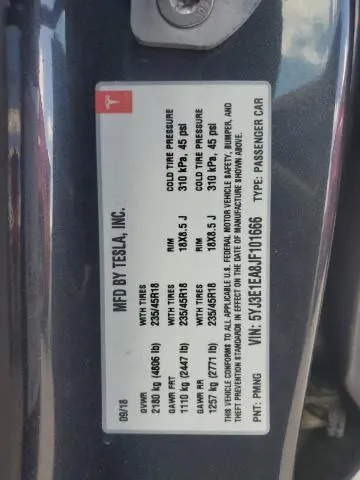 2018 TESLA MODEL 3   