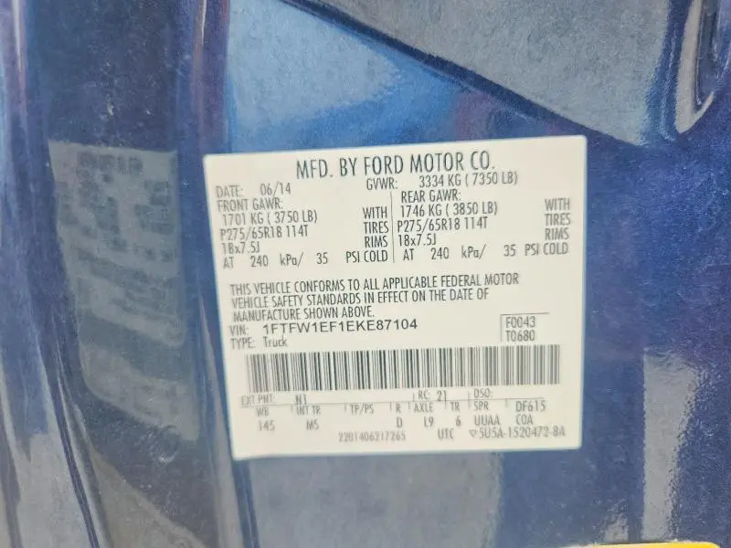 2014 FORD F150 SUPERCREW  