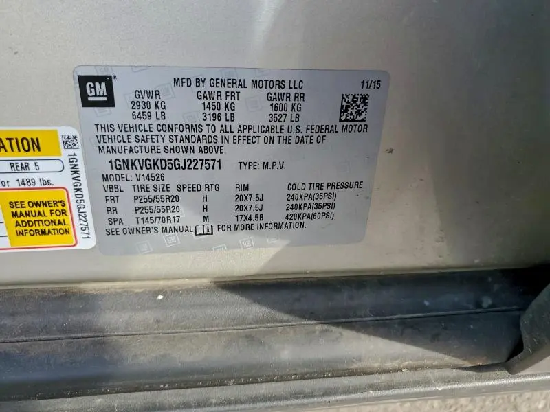 2016 CHEVROLET TRAVERSE LT  