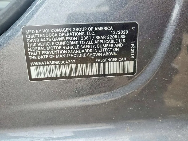 2021 VOLKSWAGEN PASSAT S  