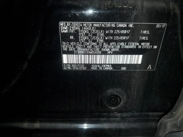 2017 TOYOTA RAV4 XLE  