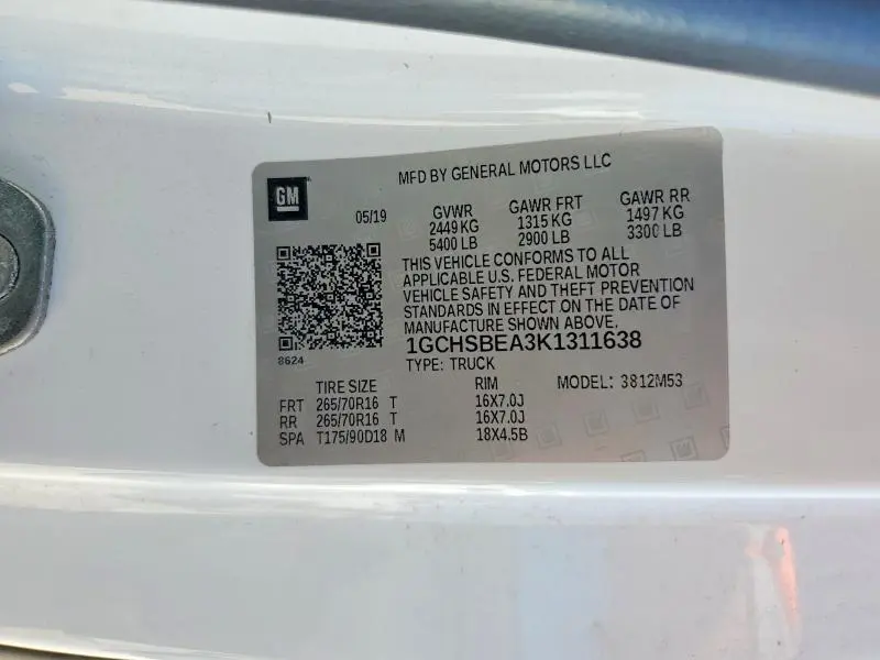 2019 CHEVROLET COLORADO   