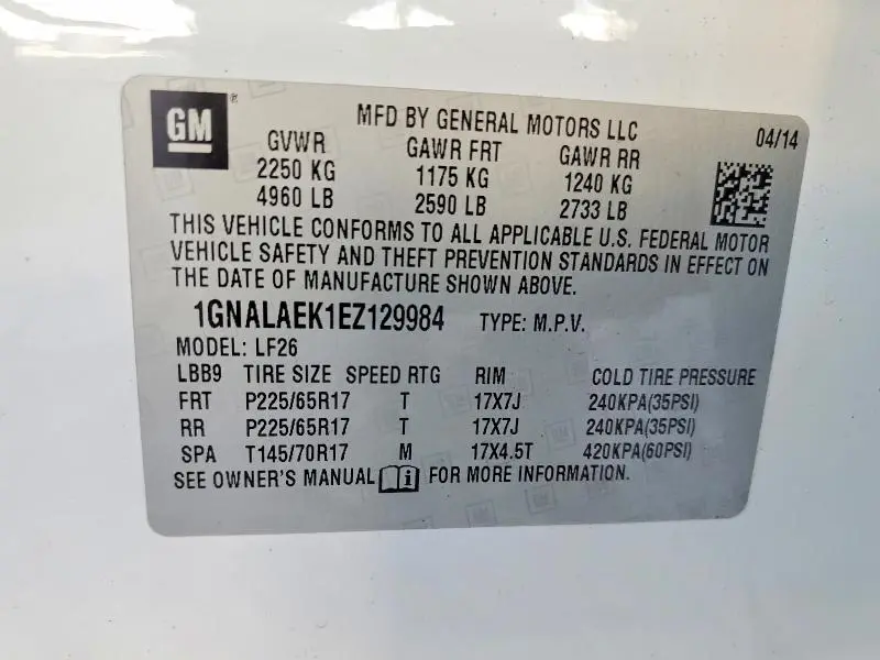 2014 CHEVROLET EQUINOX LS  