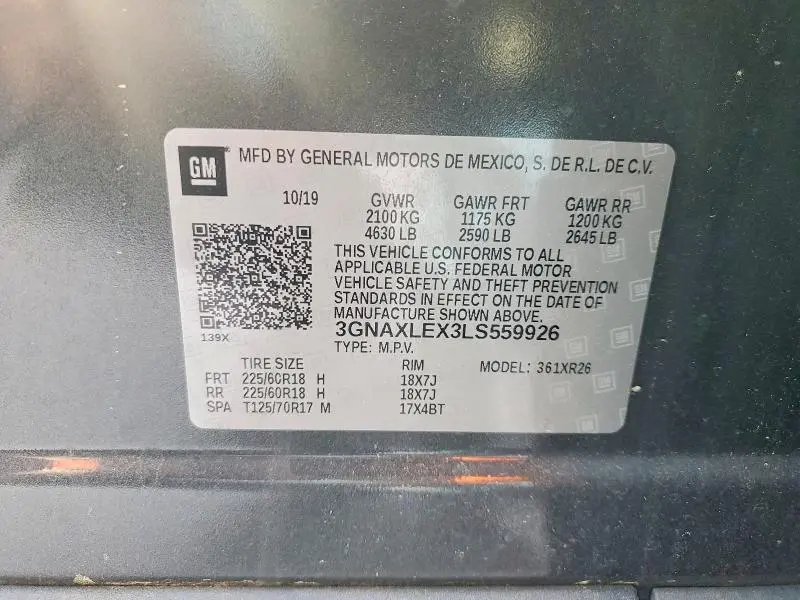2020 CHEVROLET EQUINOX LT  