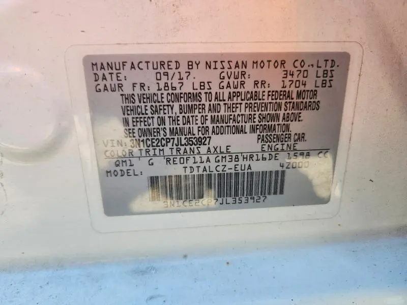 2018 NISSAN VERSA NOTE S  