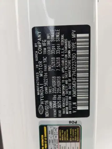 2017 HYUNDAI SANTA FE SE  