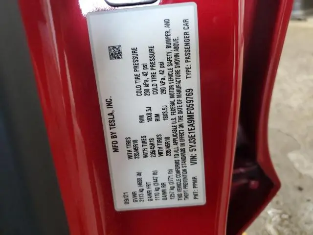 2021 TESLA MODEL 3 