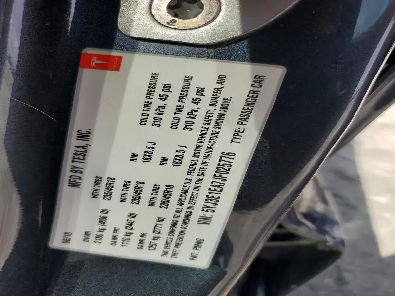 2018 TESLA MODEL 3   