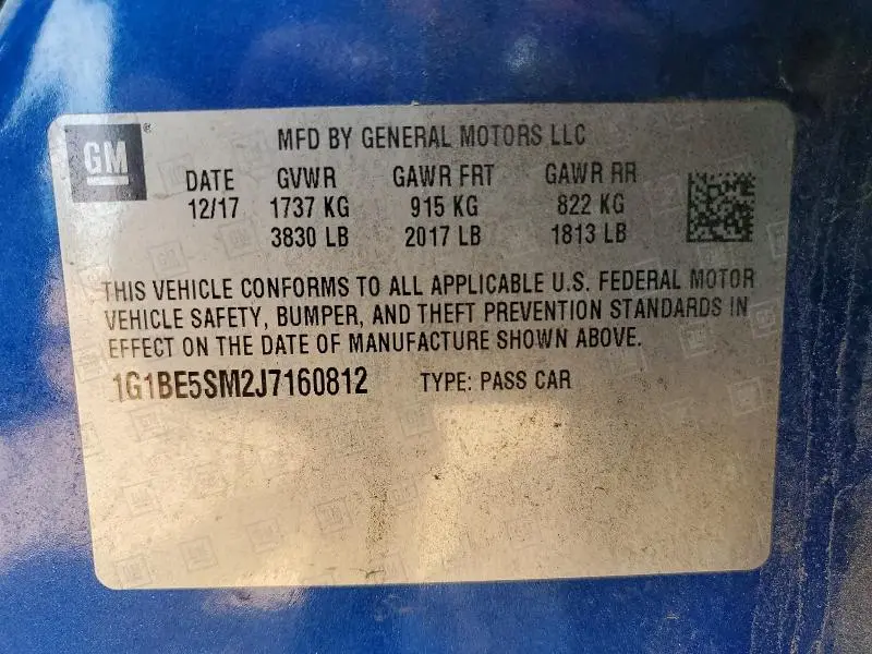 2018 CHEVROLET CRUZE LT  
