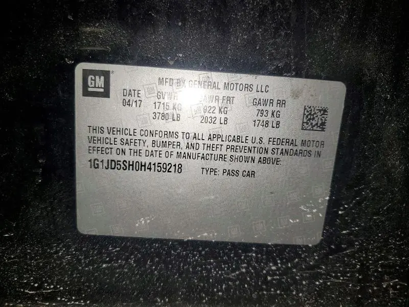 2017 CHEVROLET SONIC LT  