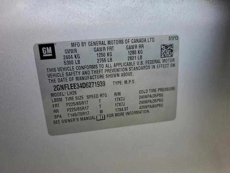 2013 CHEVROLET EQUINOX LT  