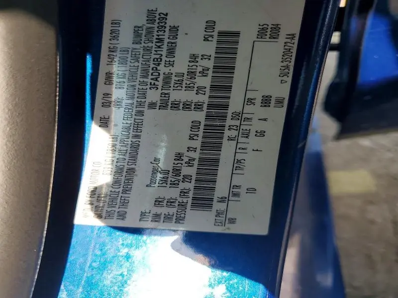 2019 FORD FIESTA SE  