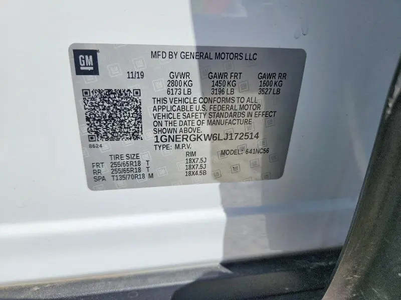 2020 CHEVROLET TRAVERSE LT  