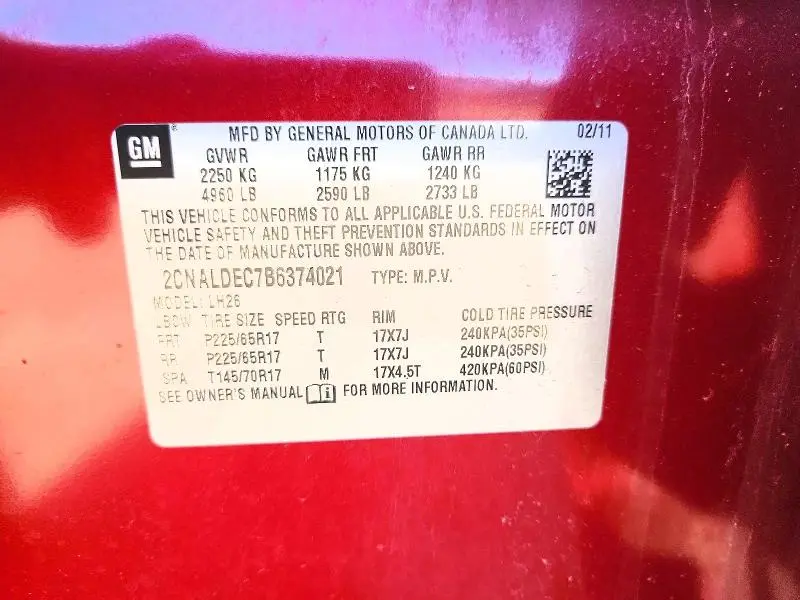 2011 CHEVROLET EQUINOX LT  