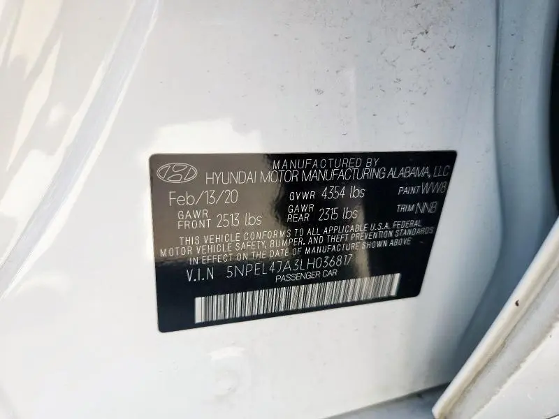 2020 HYUNDAI SONATA SEL  
