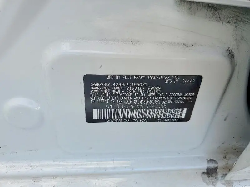 2012 SUBARU IMPREZA PREMIUM  