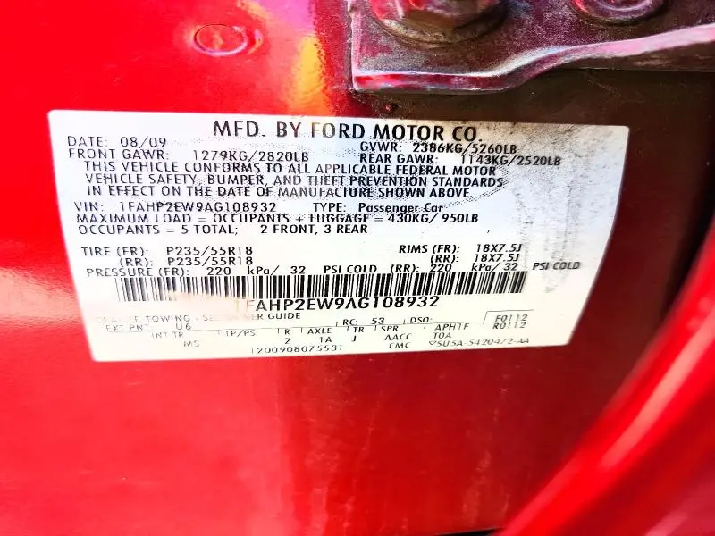 2010 FORD TAURUS SEL  