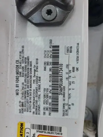 2020 FORD FUSION SE  